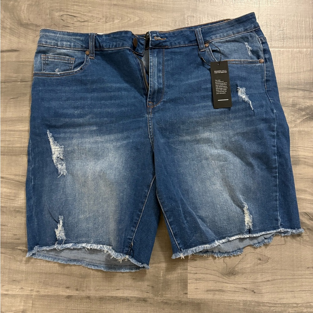 City Chic Harley High Rise Distressed Jean Shorts